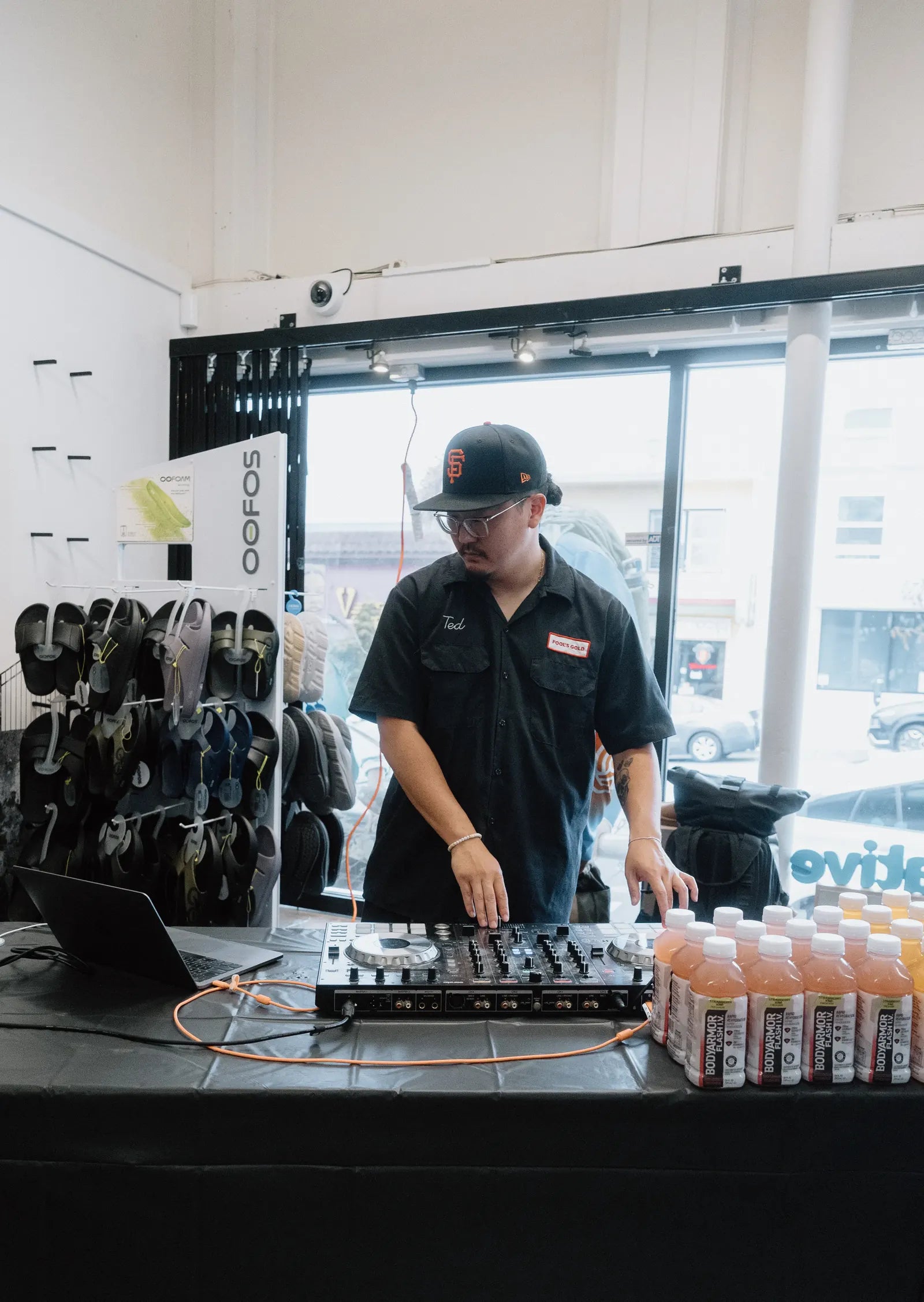 DJ at a Free Bread event